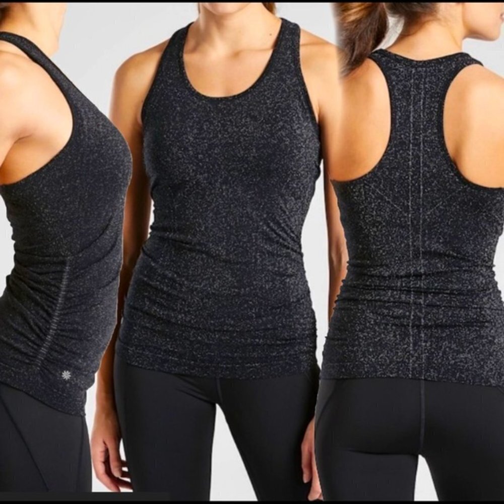 ✅ Athleta BLACK Speedlight Glow Tank Top SHIMMER RACERBACK SIZE X-SMALL